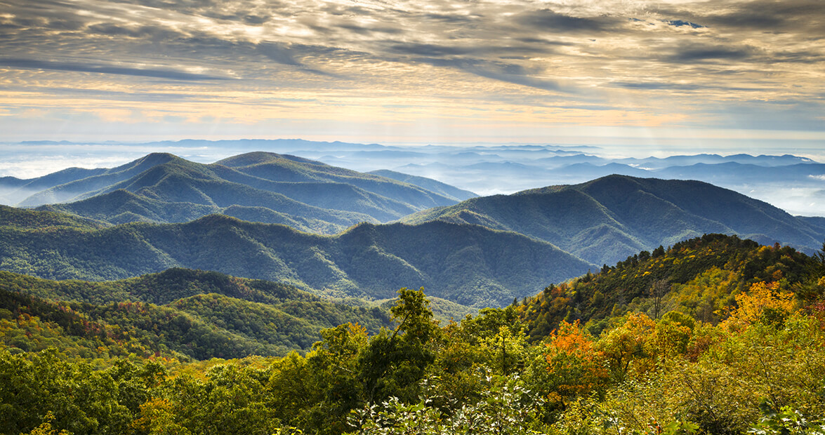 Blue Ridge mountains at sunrise